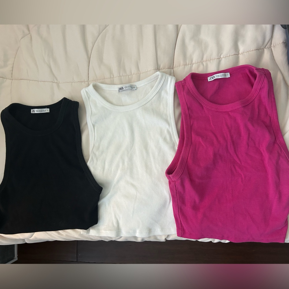 Zara Tank Tops - Black, White, and Pink